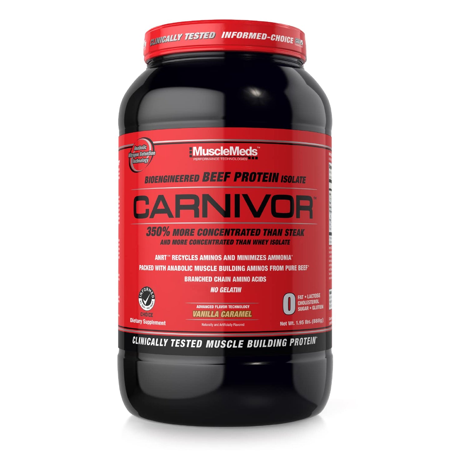 MuscleMeds CARNIVOR Beef Protein Isolate Powder, Muscle Building, Recovery, Lactose Free, Sugar Free, Fat, Free, 23g Protein, Halal Certified, Chocolate, 56 Servings