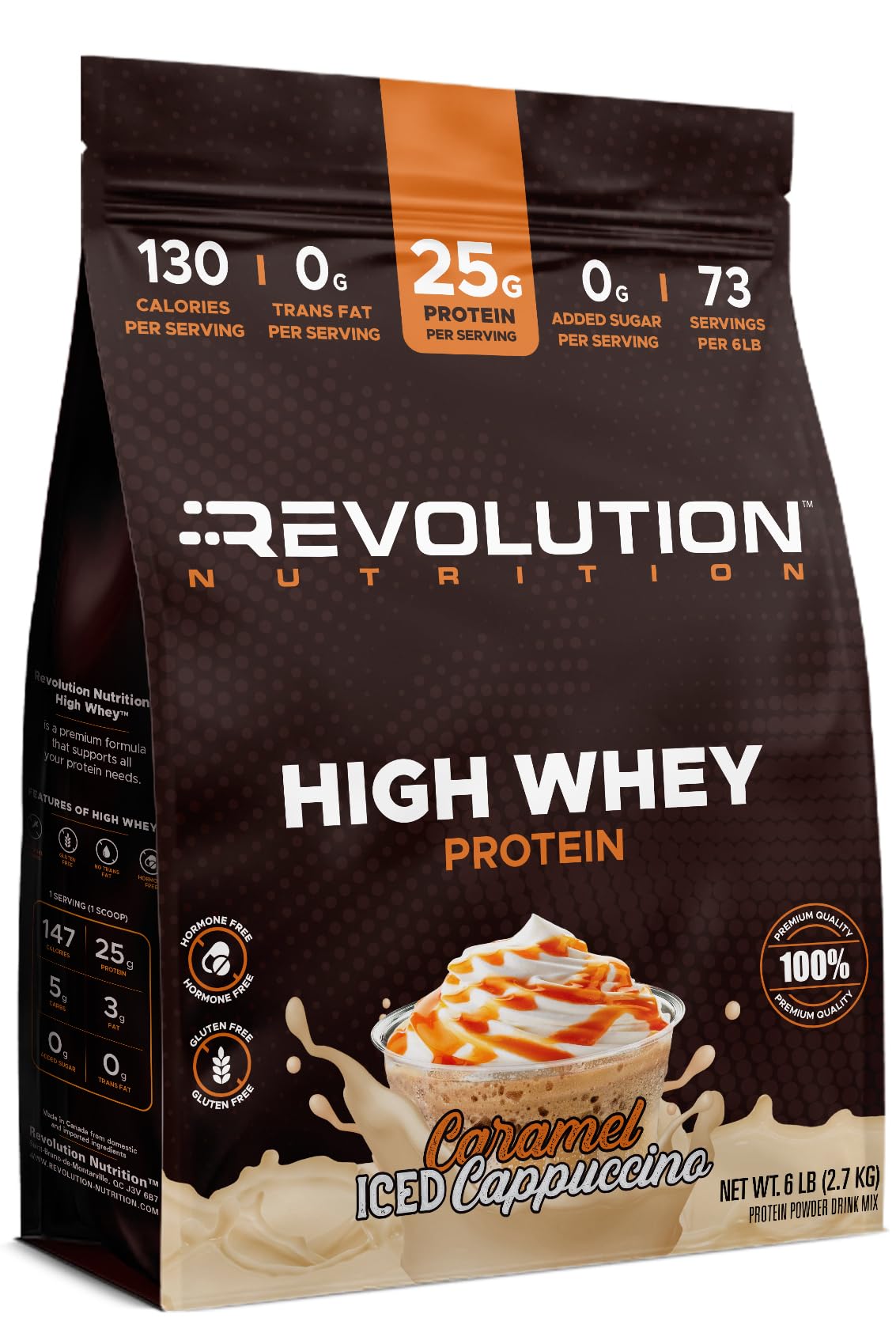Revolution Nutrition, High Whey, Protein Powder 6LB, Whey Isolate, Gluten Free, Lean Muscle Mass for Men & Women, 25g of Protein Per Scoop, 2.7kg, 73 Servings (Vanilla Cake, 6 Pound)