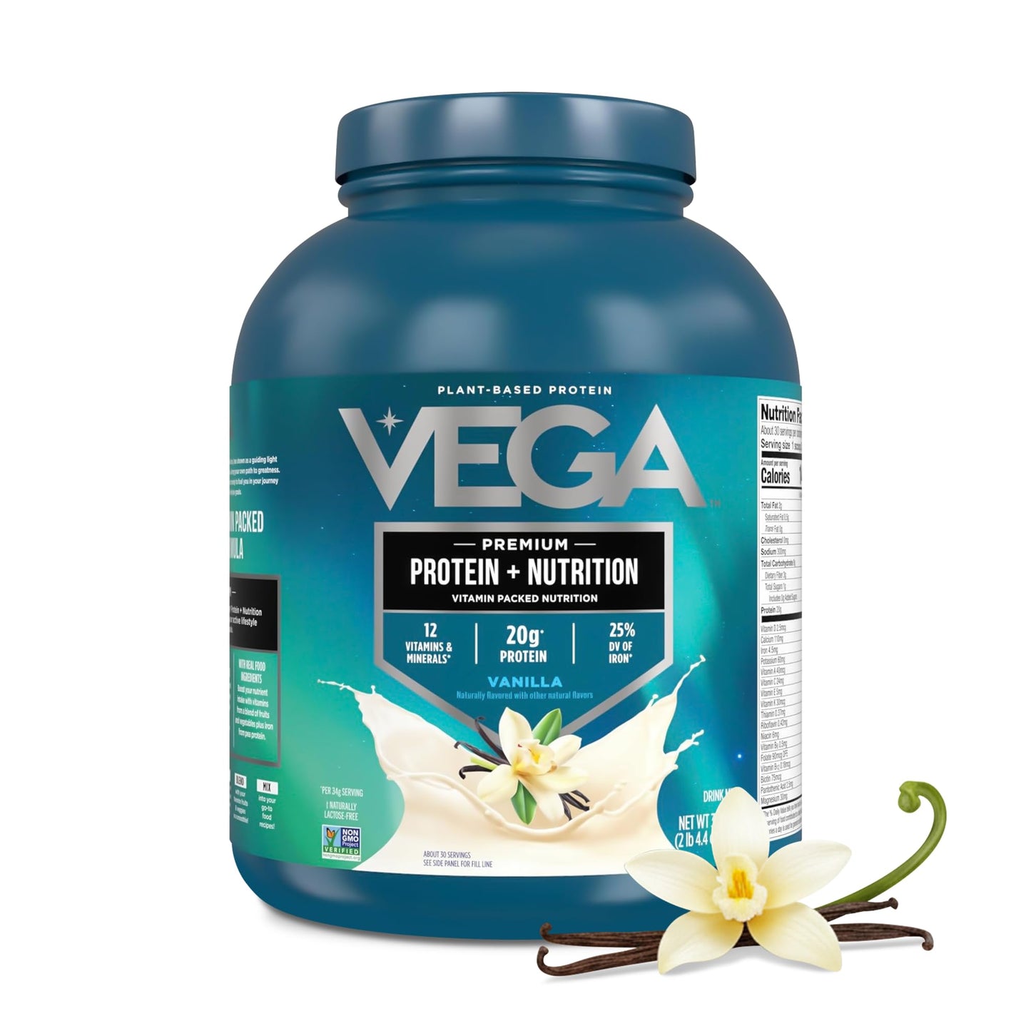 Vega Essential Protein – 25g Vegan Protein Powder, Rich Chocolate for a High Protein, Zero Sugar Shake – Large Tub, 32.5oz (20 Servings)