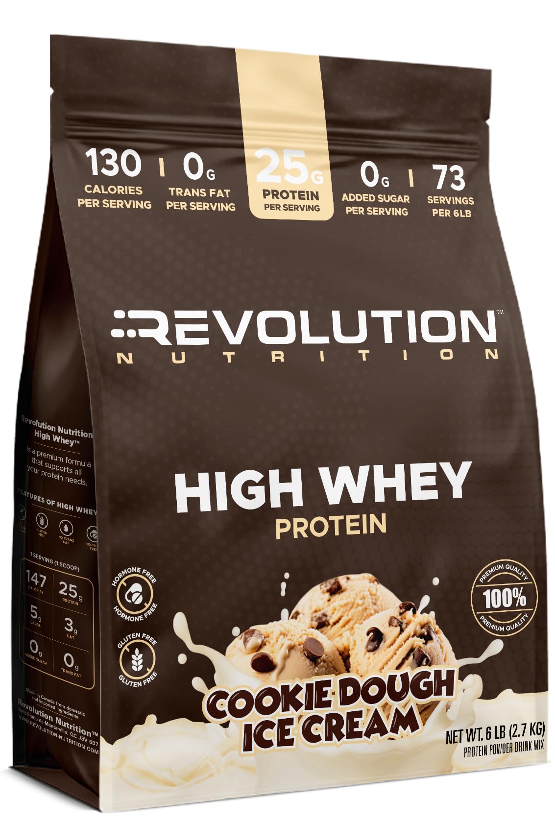 Revolution Nutrition, High Whey, Protein Powder 6LB, Whey Isolate, Gluten Free, Lean Muscle Mass for Men & Women, 25g of Protein Per Scoop, 2.7kg, 73 Servings (Vanilla Cake, 6 Pound)