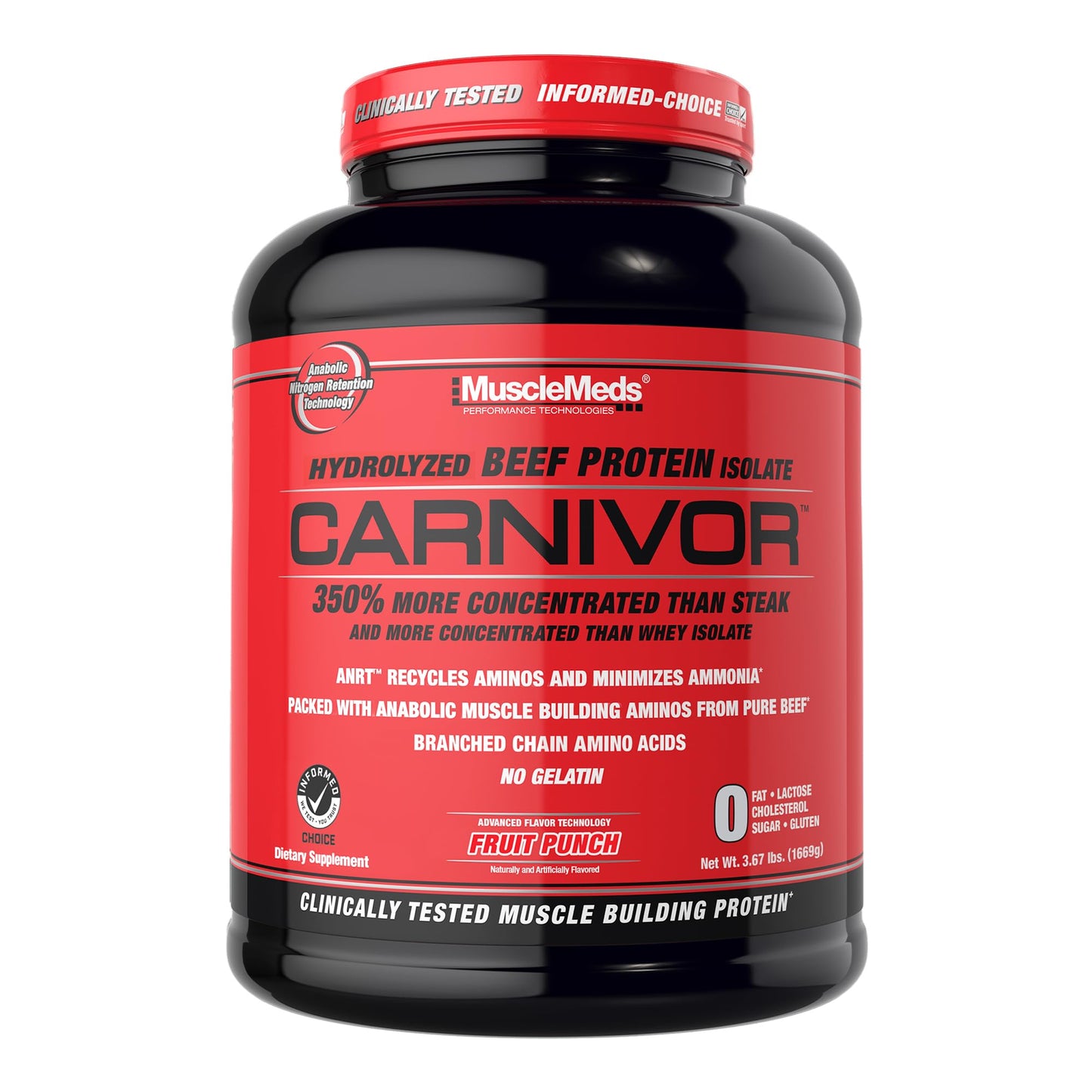 MuscleMeds CARNIVOR Beef Protein Isolate Powder, Muscle Building, Recovery, Lactose Free, Sugar Free, Fat, Free, 23g Protein, Halal Certified, Chocolate, 56 Servings