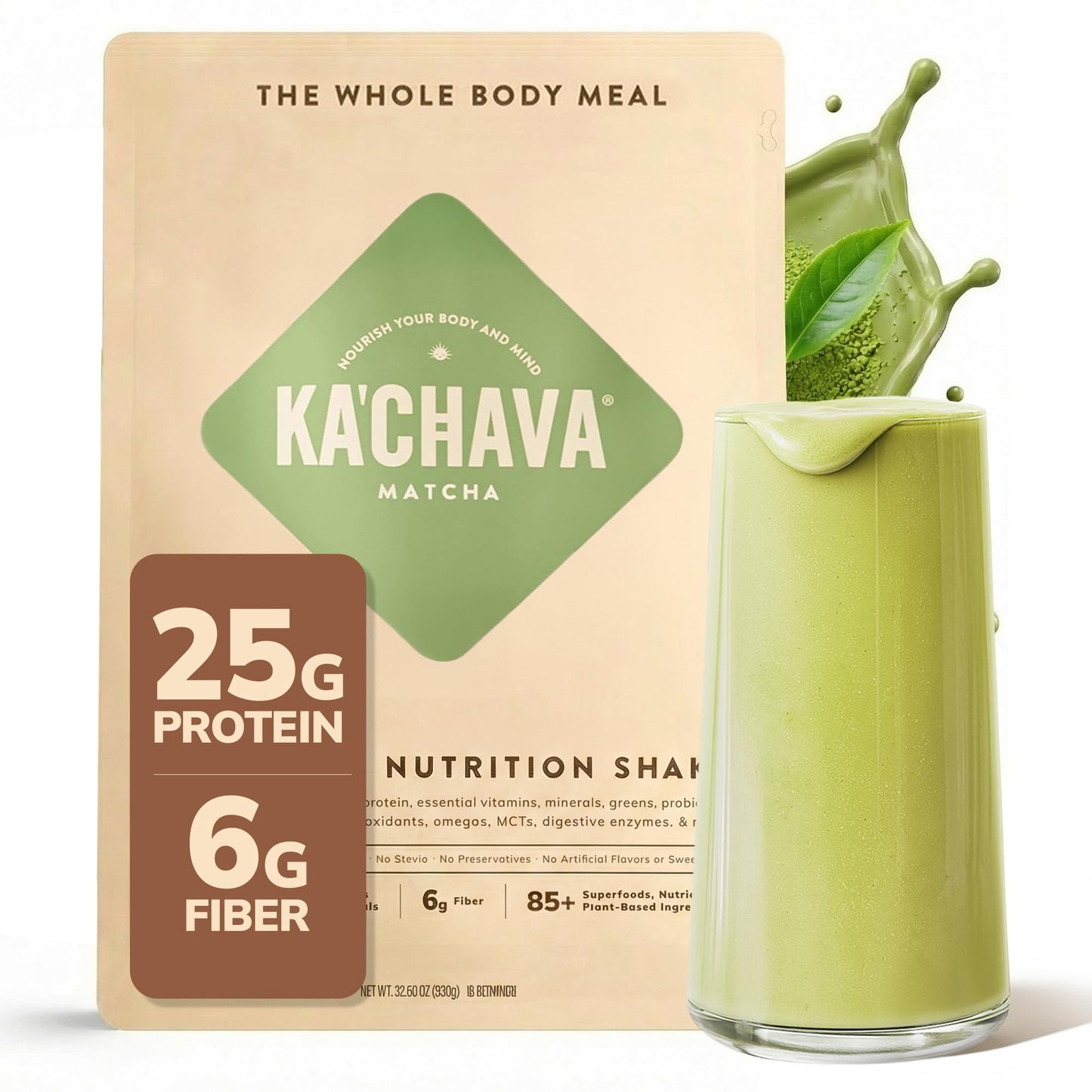 Ka’Chava Whole Body Meal Shake Vanilla 2 lb – Vegan Protein Powder with 85+ Superfoods & Greens – Plant-Based Meal Replacement with Probiotics & Digestive Enzymes – Gluten & Dairy Free (15 Servings)