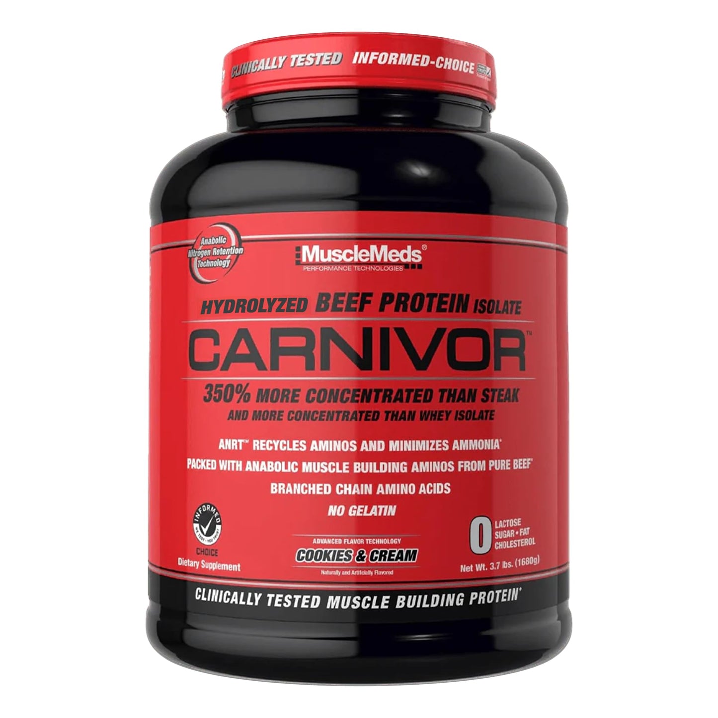 MuscleMeds CARNIVOR Beef Protein Isolate Powder, Muscle Building, Recovery, Lactose Free, Sugar Free, Fat, Free, 23g Protein, Halal Certified, Chocolate, 56 Servings