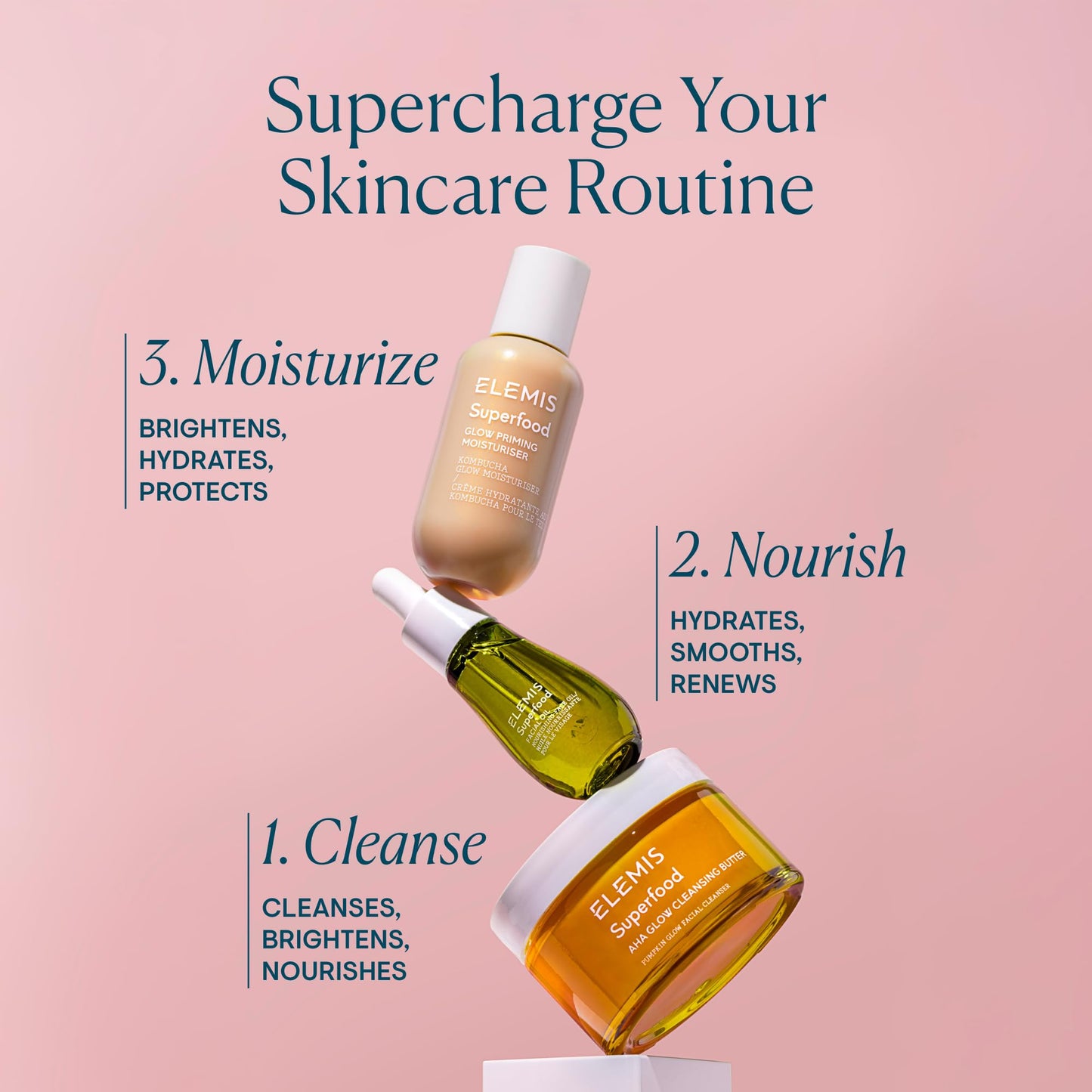 ELEMIS Superfood AHA Glow Cleansing Butter, Daily Skincare Facial Cleanser to Brighten, Nourish & Hydrate Skin, Facial Mask & Brightening Cleanser