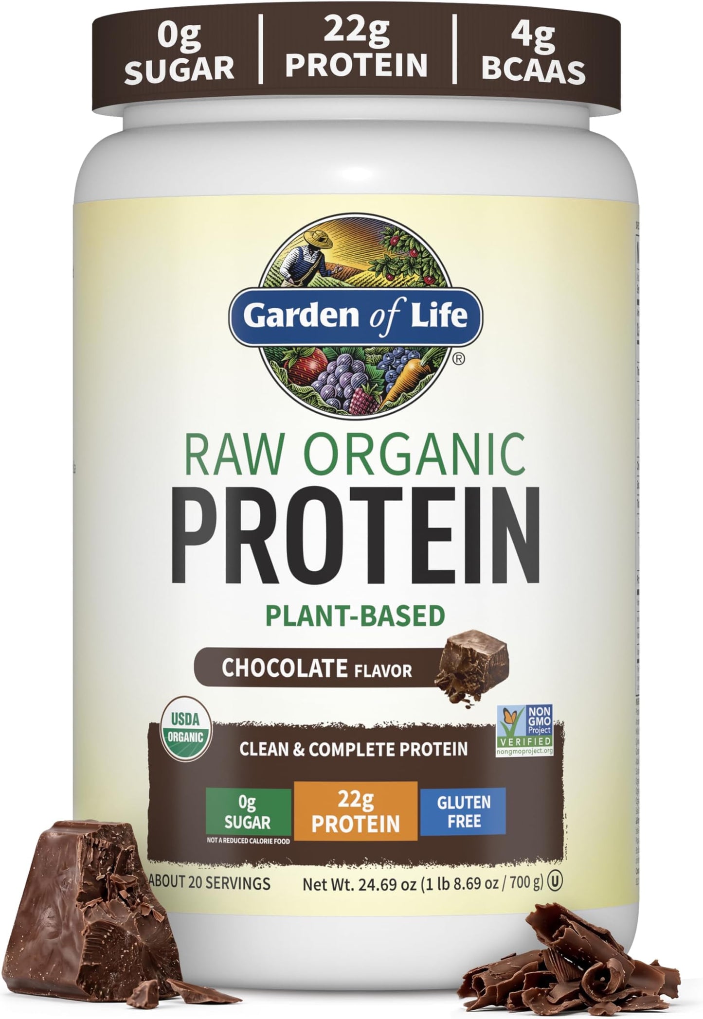 Garden of Life Protein Powder, Vegan Protein Powder, BCAA, Probiotics & Digestive Enzymes, Gluten & Lactose Free, Vanilla, 1.5 LB