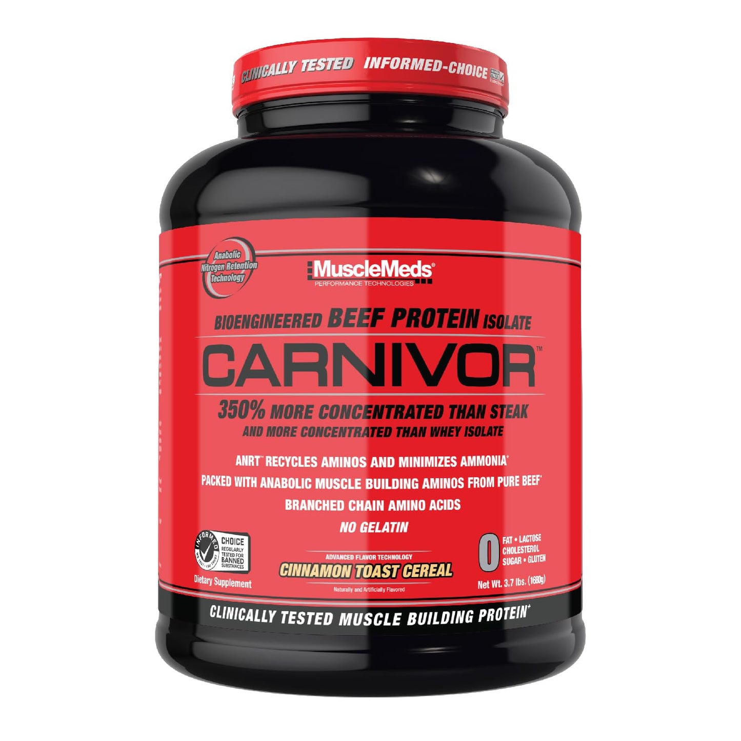 MuscleMeds CARNIVOR Beef Protein Isolate Powder, Muscle Building, Recovery, Lactose Free, Sugar Free, Fat, Free, 23g Protein, Halal Certified, Chocolate, 56 Servings