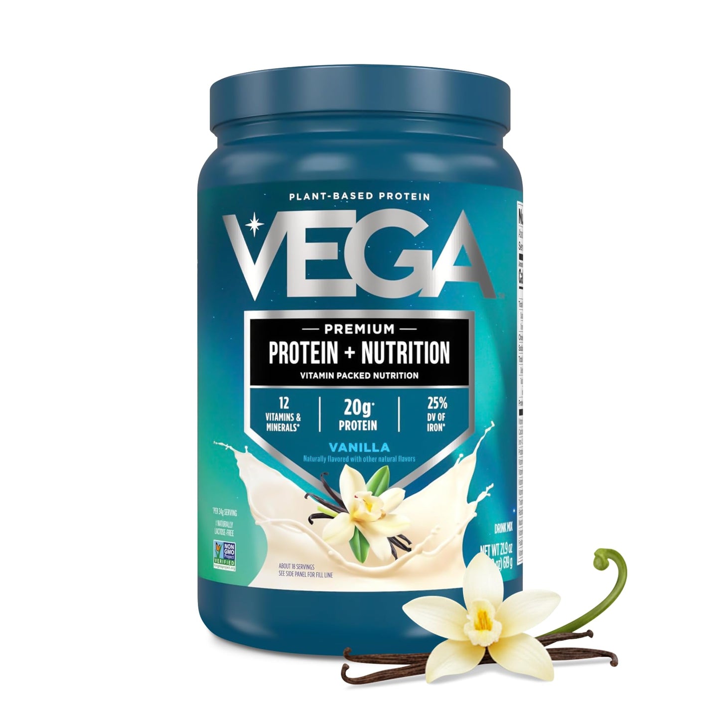 Vega Essential Protein – 25g Vegan Protein Powder, Rich Chocolate for a High Protein, Zero Sugar Shake – Large Tub, 32.5oz (20 Servings)