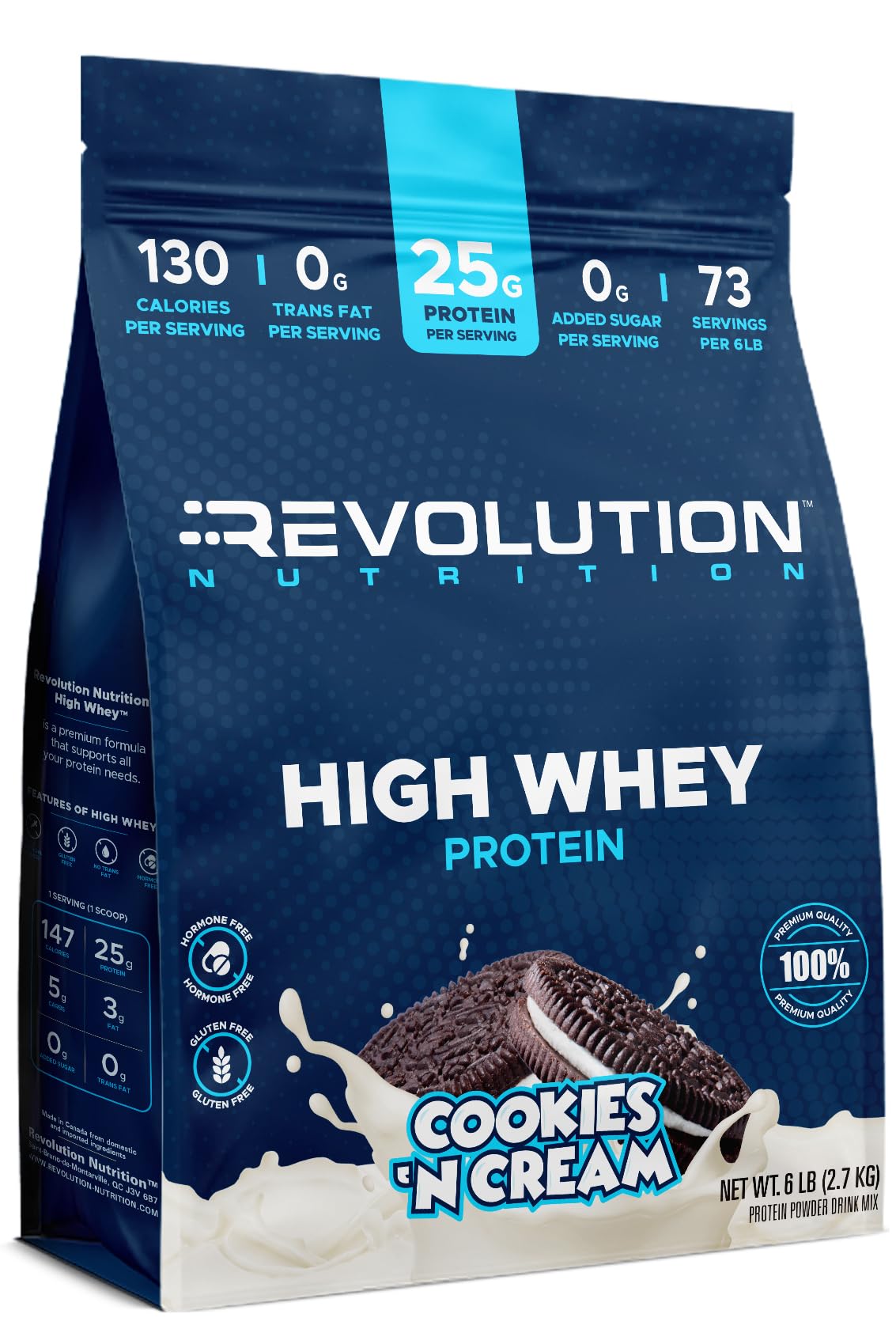 Revolution Nutrition, High Whey, Protein Powder 6LB, Whey Isolate, Gluten Free, Lean Muscle Mass for Men & Women, 25g of Protein Per Scoop, 2.7kg, 73 Servings (Vanilla Cake, 6 Pound)