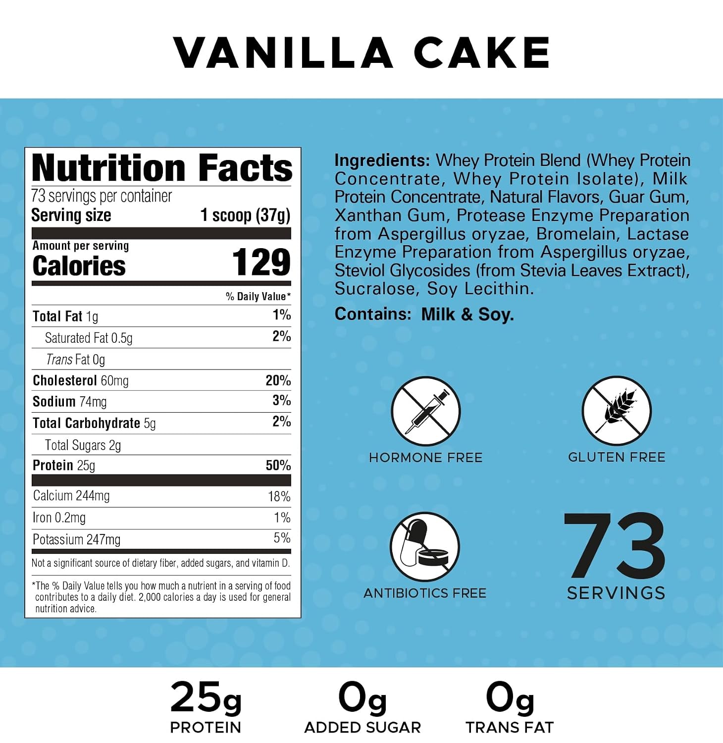 Revolution Nutrition, High Whey, Protein Powder 6LB, Whey Isolate, Gluten Free, Lean Muscle Mass for Men & Women, 25g of Protein Per Scoop, 2.7kg, 73 Servings (Vanilla Cake, 6 Pound)