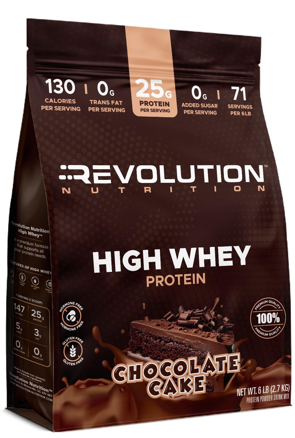 Revolution Nutrition, High Whey, Protein Powder 6LB, Whey Isolate, Gluten Free, Lean Muscle Mass for Men & Women, 25g of Protein Per Scoop, 2.7kg, 73 Servings (Vanilla Cake, 6 Pound)
