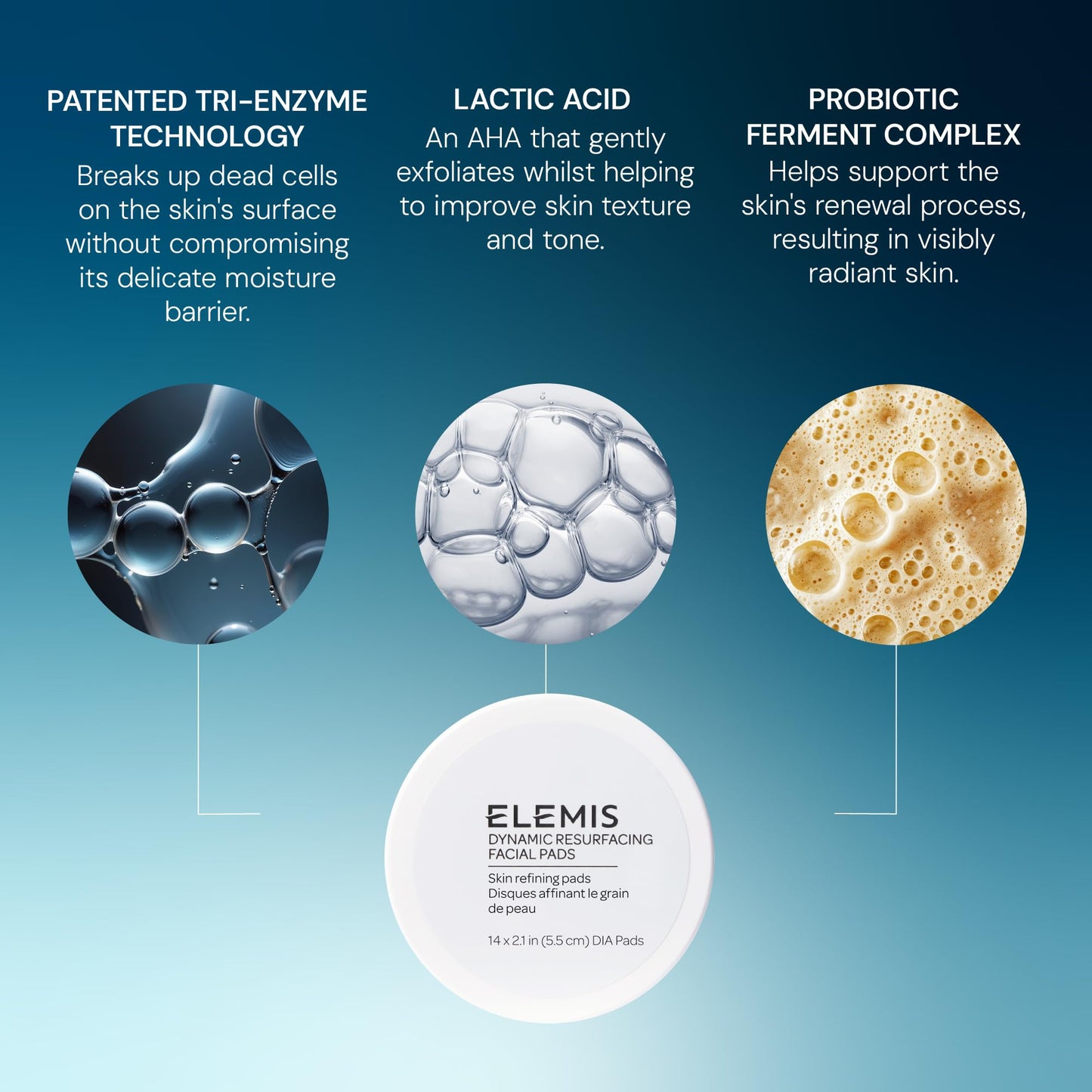 ELEMIS Dynamic Resurfacing Facial Pads, Gentle Skin Smoothing Pads, Tri-Enzyme Technology, Exfoliating Pads, Dull, Dry, Flaky Skin & Uneven Texture