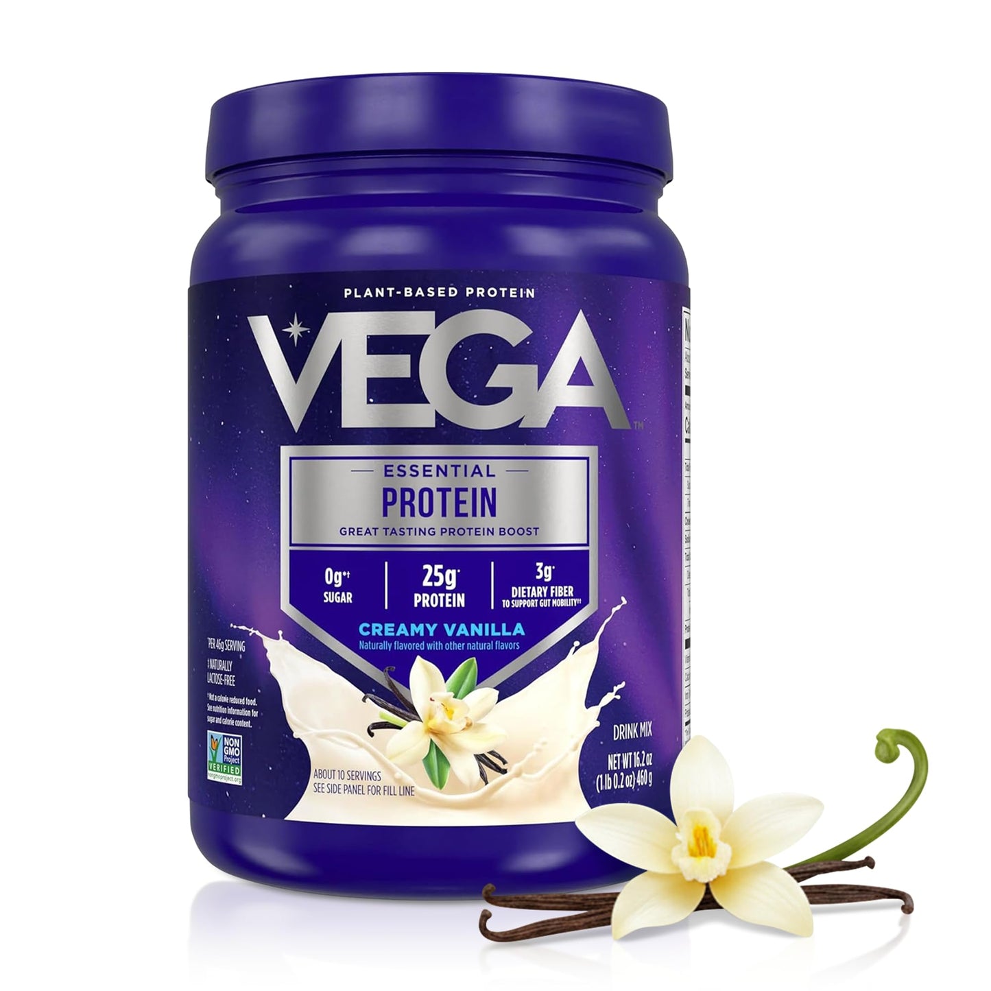 Vega Essential Protein – 25g Vegan Protein Powder, Rich Chocolate for a High Protein, Zero Sugar Shake – Large Tub, 32.5oz (20 Servings)
