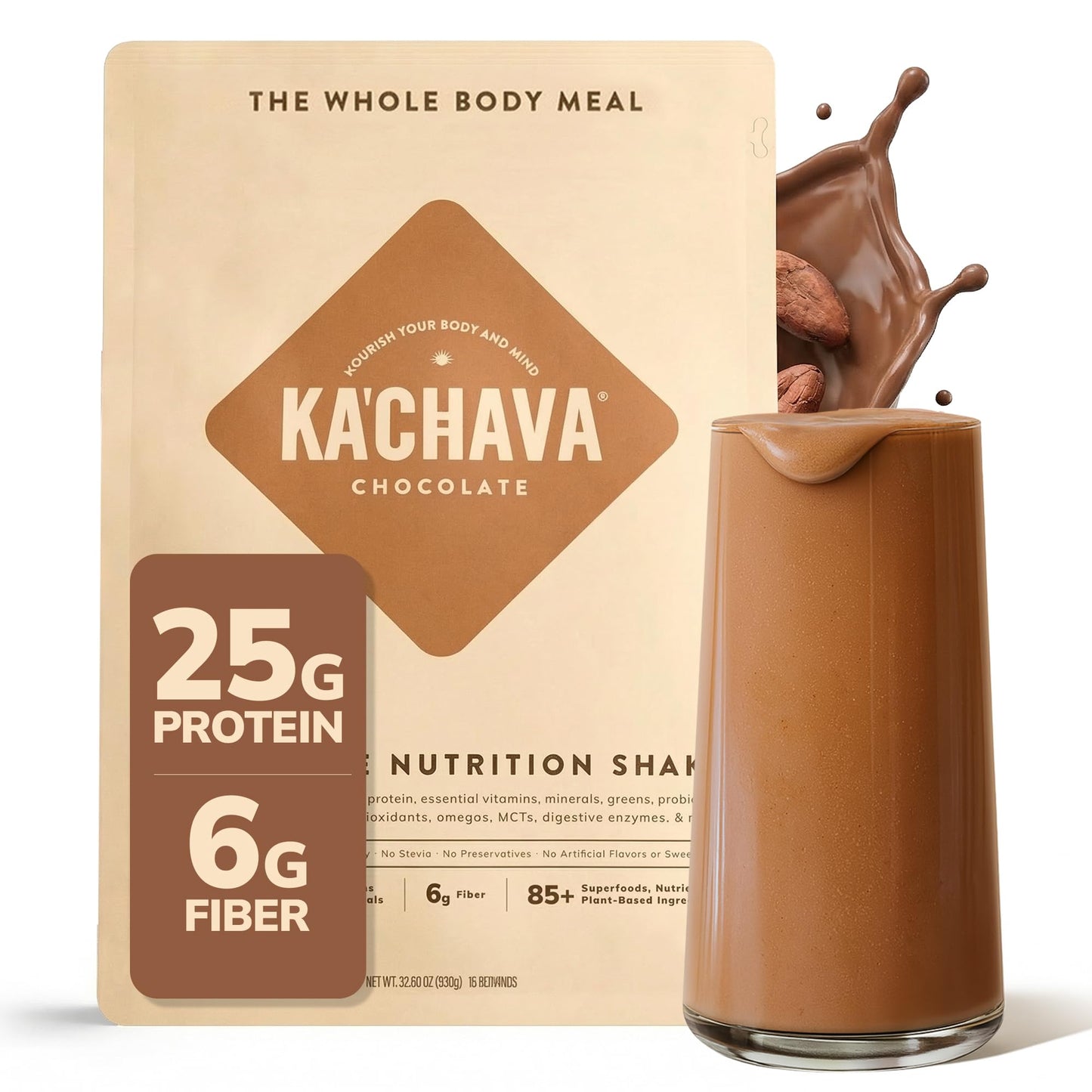 Ka’Chava Whole Body Meal Shake Vanilla 2 lb – Vegan Protein Powder with 85+ Superfoods & Greens – Plant-Based Meal Replacement with Probiotics & Digestive Enzymes – Gluten & Dairy Free (15 Servings)