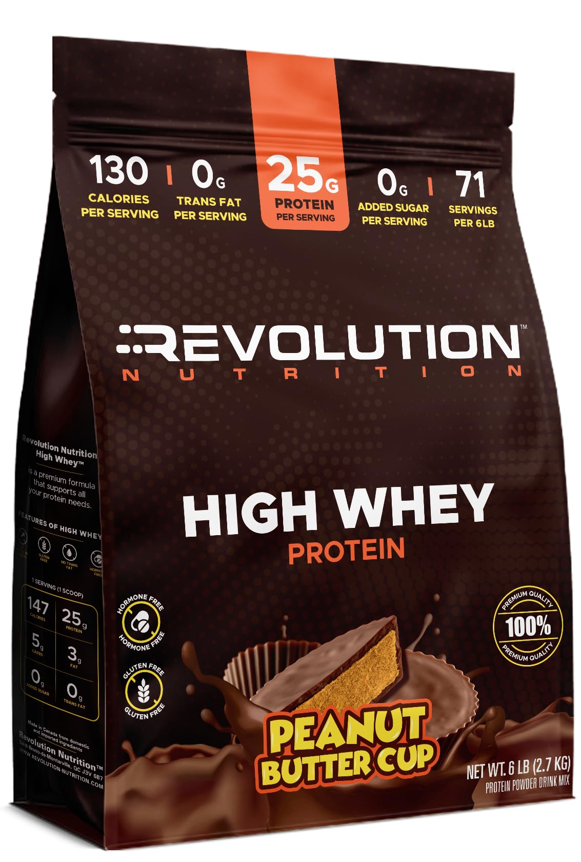 Revolution Nutrition, High Whey, Protein Powder 6LB, Whey Isolate, Gluten Free, Lean Muscle Mass for Men & Women, 25g of Protein Per Scoop, 2.7kg, 73 Servings (Vanilla Cake, 6 Pound)
