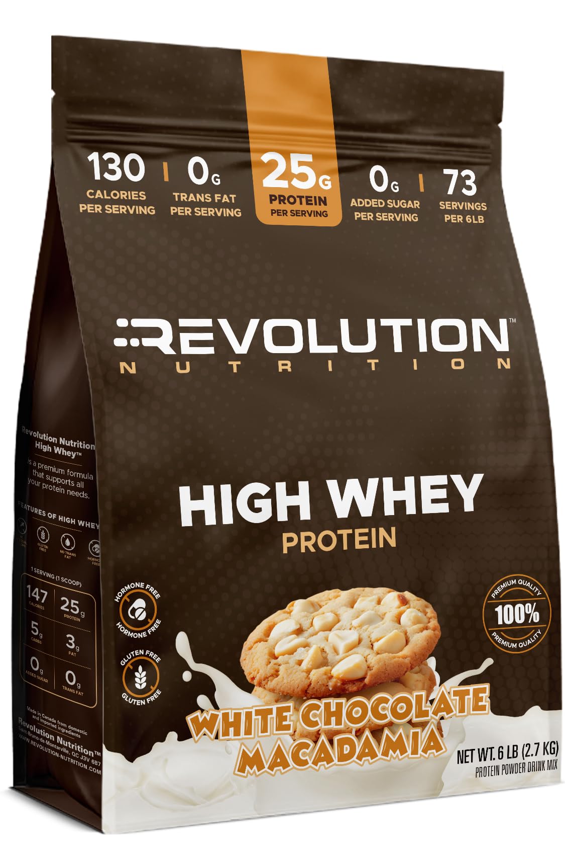 Revolution Nutrition, High Whey, Protein Powder 6LB, Whey Isolate, Gluten Free, Lean Muscle Mass for Men & Women, 25g of Protein Per Scoop, 2.7kg, 73 Servings (Vanilla Cake, 6 Pound)