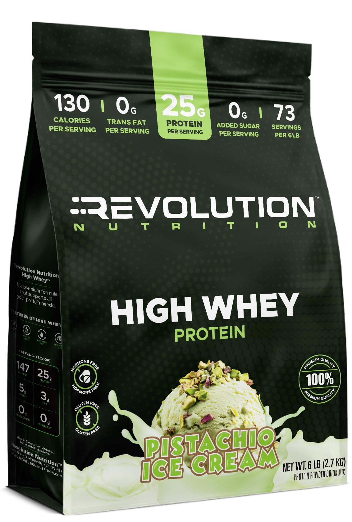 Revolution Nutrition, High Whey, Protein Powder 6LB, Whey Isolate, Gluten Free, Lean Muscle Mass for Men & Women, 25g of Protein Per Scoop, 2.7kg, 73 Servings (Vanilla Cake, 6 Pound)