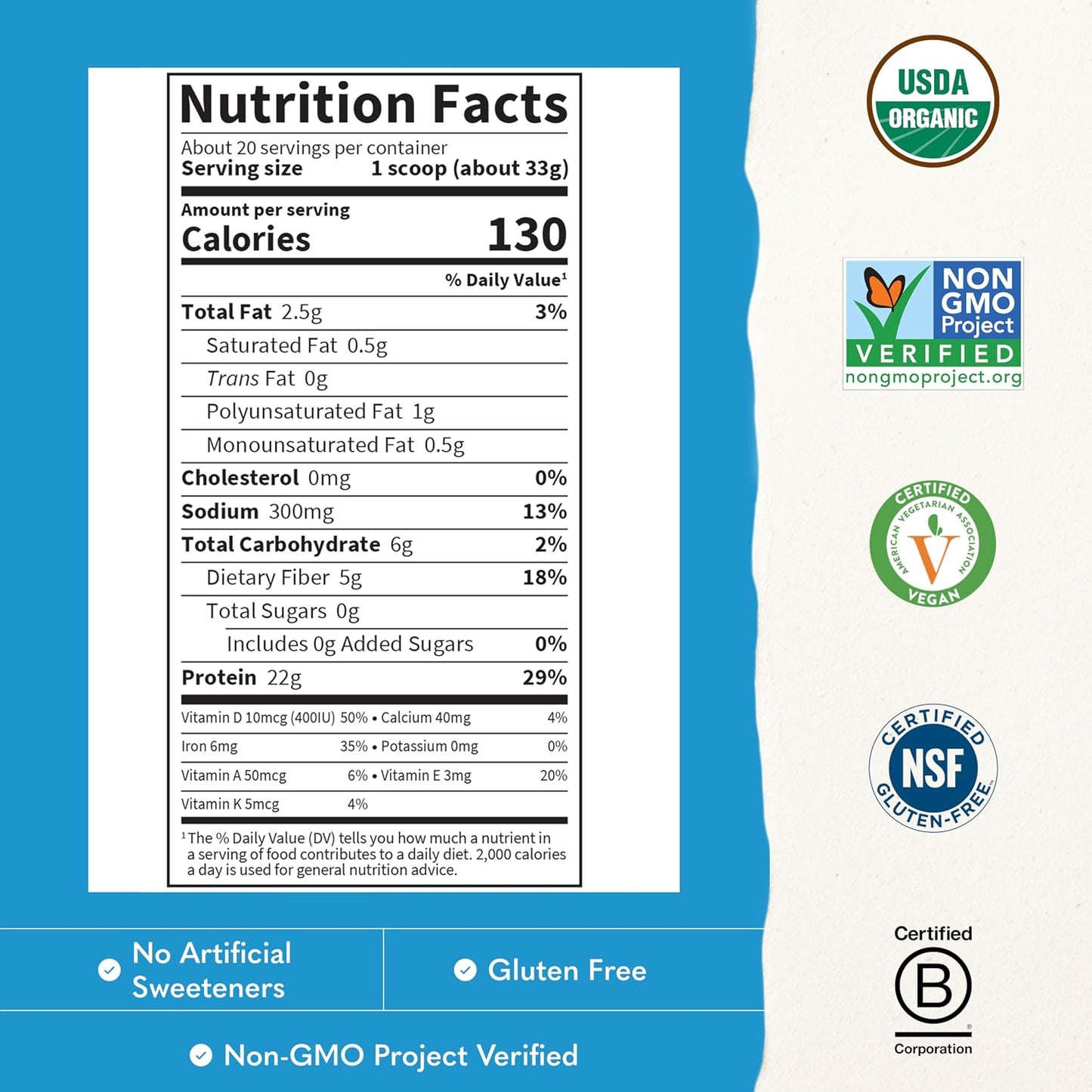 Garden of Life Protein Powder, Vegan Protein Powder, BCAA, Probiotics & Digestive Enzymes, Gluten & Lactose Free, Vanilla, 1.5 LB
