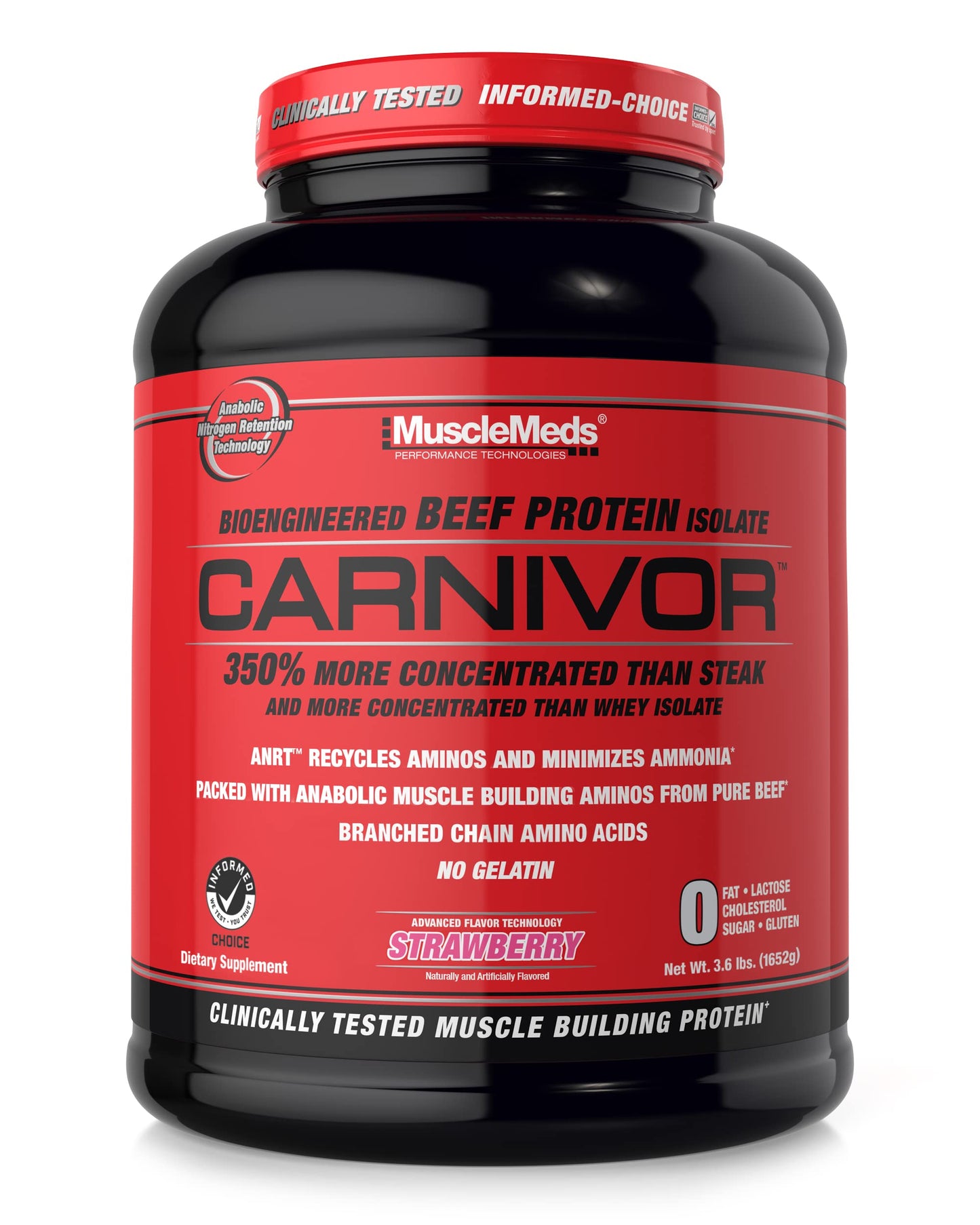 MuscleMeds CARNIVOR Beef Protein Isolate Powder, Muscle Building, Recovery, Lactose Free, Sugar Free, Fat, Free, 23g Protein, Halal Certified, Chocolate, 56 Servings