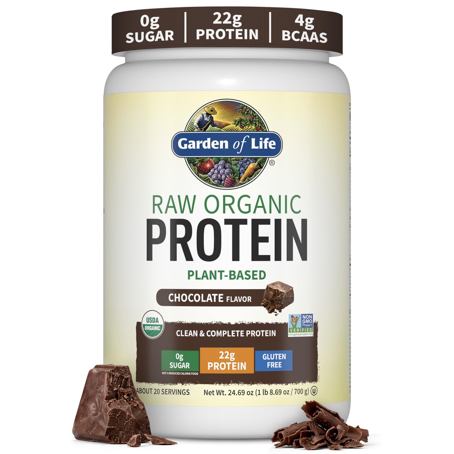 Garden of Life Protein Powder, Vegan Protein Powder, BCAA, Probiotics & Digestive Enzymes, Gluten & Lactose Free, Vanilla, 1.5 LB