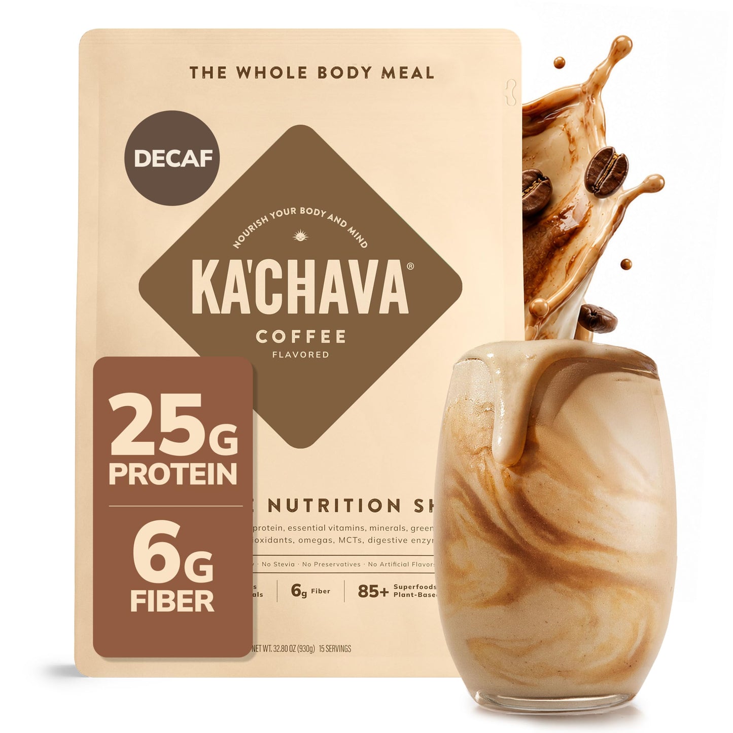 Ka’Chava Whole Body Meal Shake Vanilla 2 lb – Vegan Protein Powder with 85+ Superfoods & Greens – Plant-Based Meal Replacement with Probiotics & Digestive Enzymes – Gluten & Dairy Free (15 Servings)